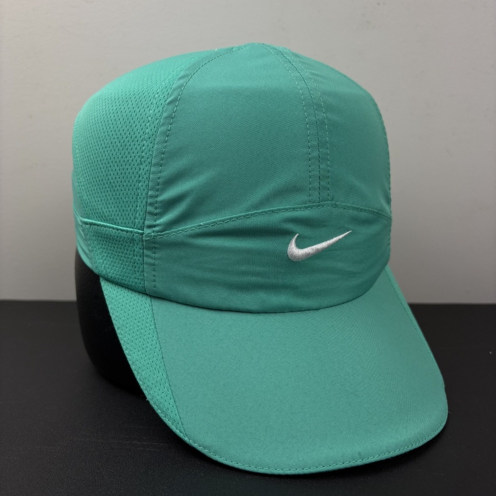 Nike Featherlight Dri-Fit Running Hat Green Teal Mesh Strapback Cap OSFM